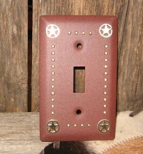WESTERN LIGHT FIXTURE-SINGLE SWITCH TOGGLE SWITCH ENGRAVED STAR DESIGN RUST