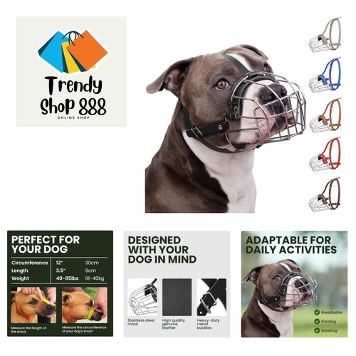 Pitbull Dog Muzzle Breathable Metal Basket for Large Dogs Amstaff Staffordshi...