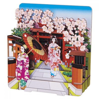 3D puzzle Paper Craft - Shadowbox Arashi-yama (Torii Gate Cherry Blossom)