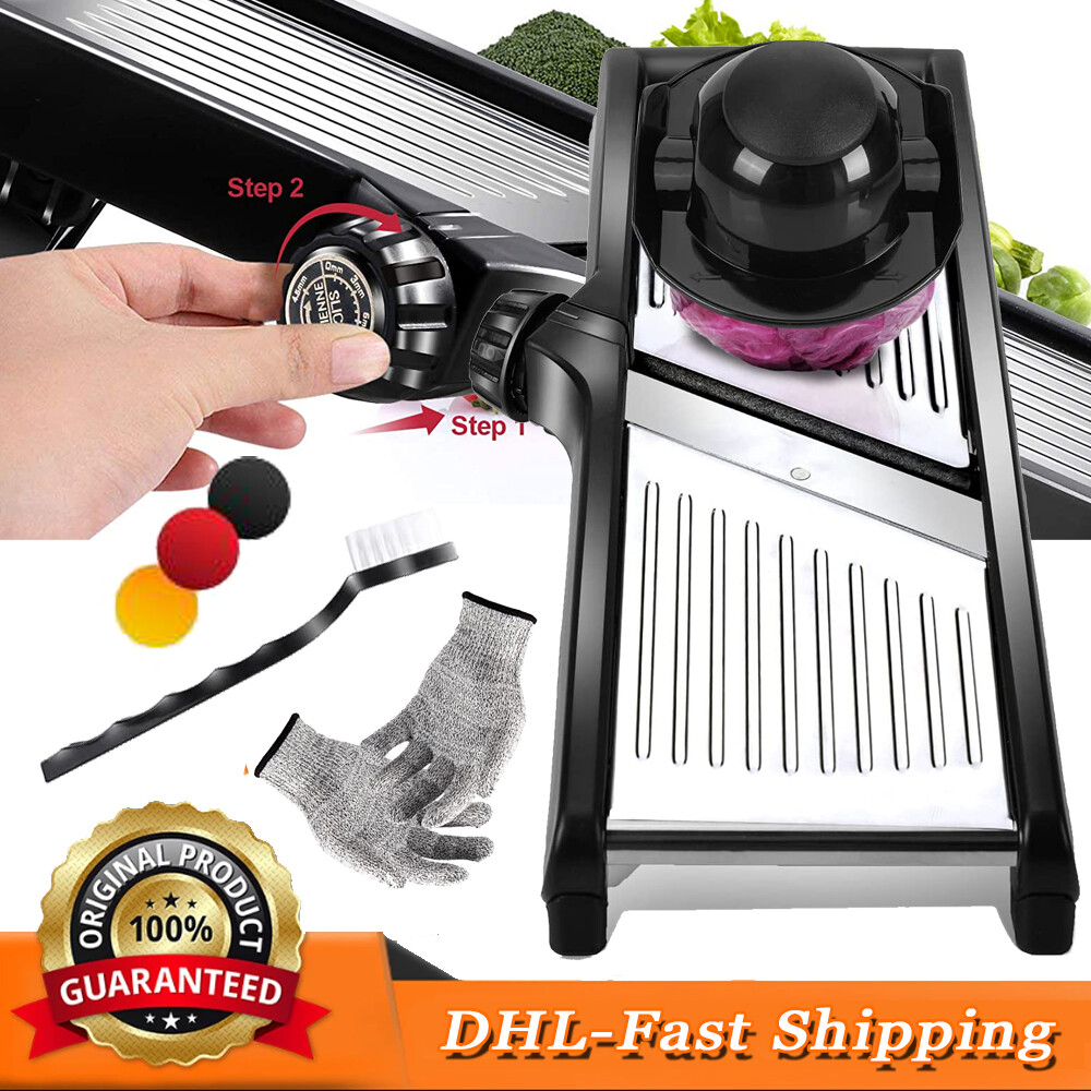 Verstellbar Edelstahl Mandoline Gemüsehobel Gemüsereibe Gurkenhobel Scheiben NEU