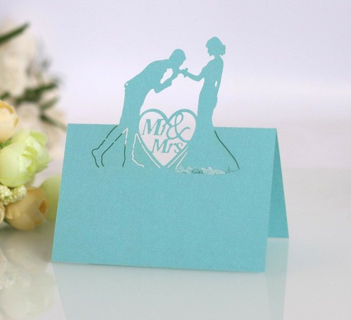 100x Kissing Couples Laser Cut Pearlescent Wedding Party Table Name Place Cards - Picture 11 of 22
