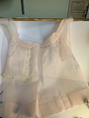 Vtg 50s Sheer Pink Maid Apron  Costume Fantasy Prop Hostess Half Apron SIZE L XL - Picture 15 of 15