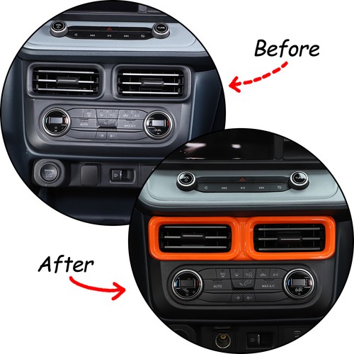 Marco naranja de control central y salida de aire lateral para Ford Maverick 2022-2023 - Imagen 8 de 11