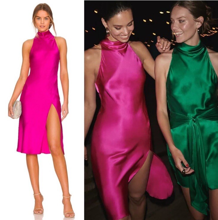 amanda uprichard silk mock-neck dress Amanda Uprichard Martine Silk Dress