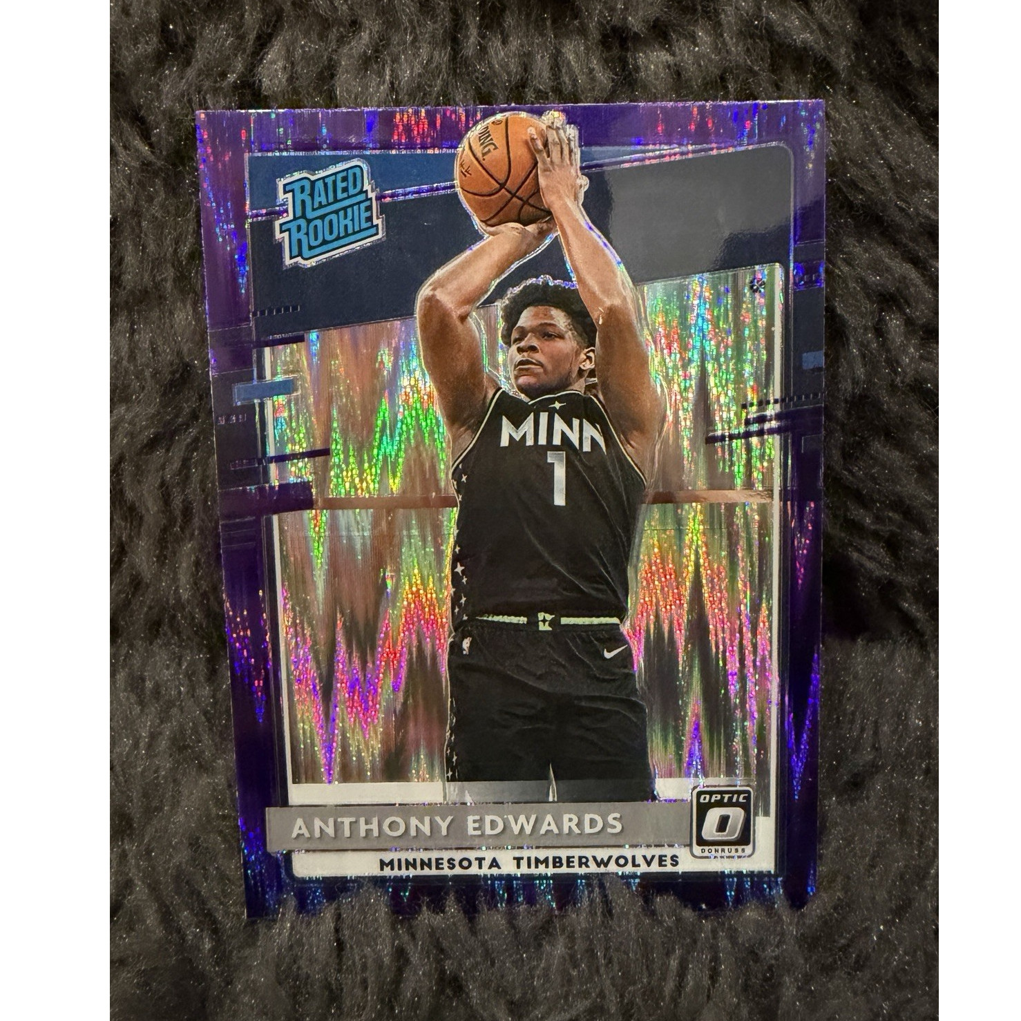 Panini 2020-21 Donruss Optic Rated Rookie Anthony Edwards #151 Purple Shock RC