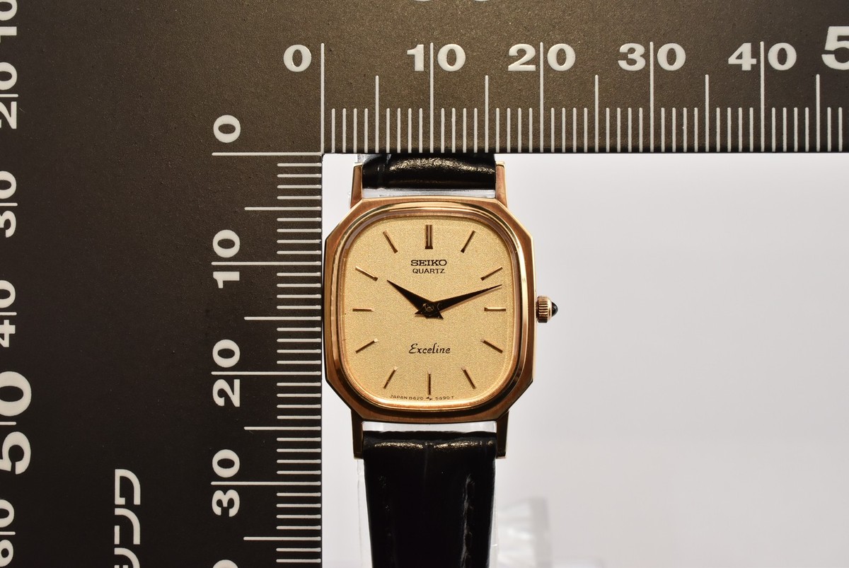 1991 [MINT] Seiko Exceline 8420-5420 Gold Dial Tank SGP Quartz