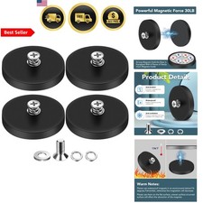 Neodymium Mounting Magnets Set 4 Pieces Rubber Coated Strong Hold 30LBS for L...