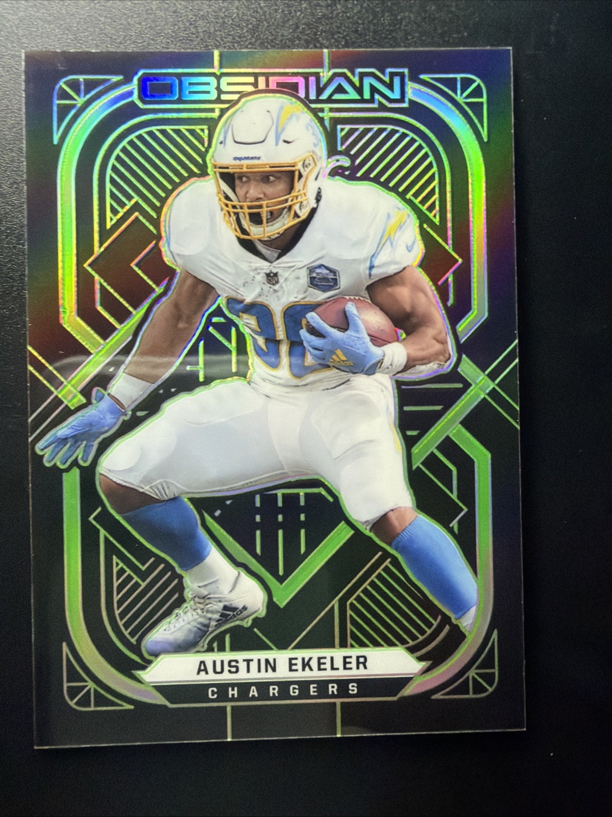 2021 Panini Obsidian - Austin Ekeler #51 Electric Etch Green /50