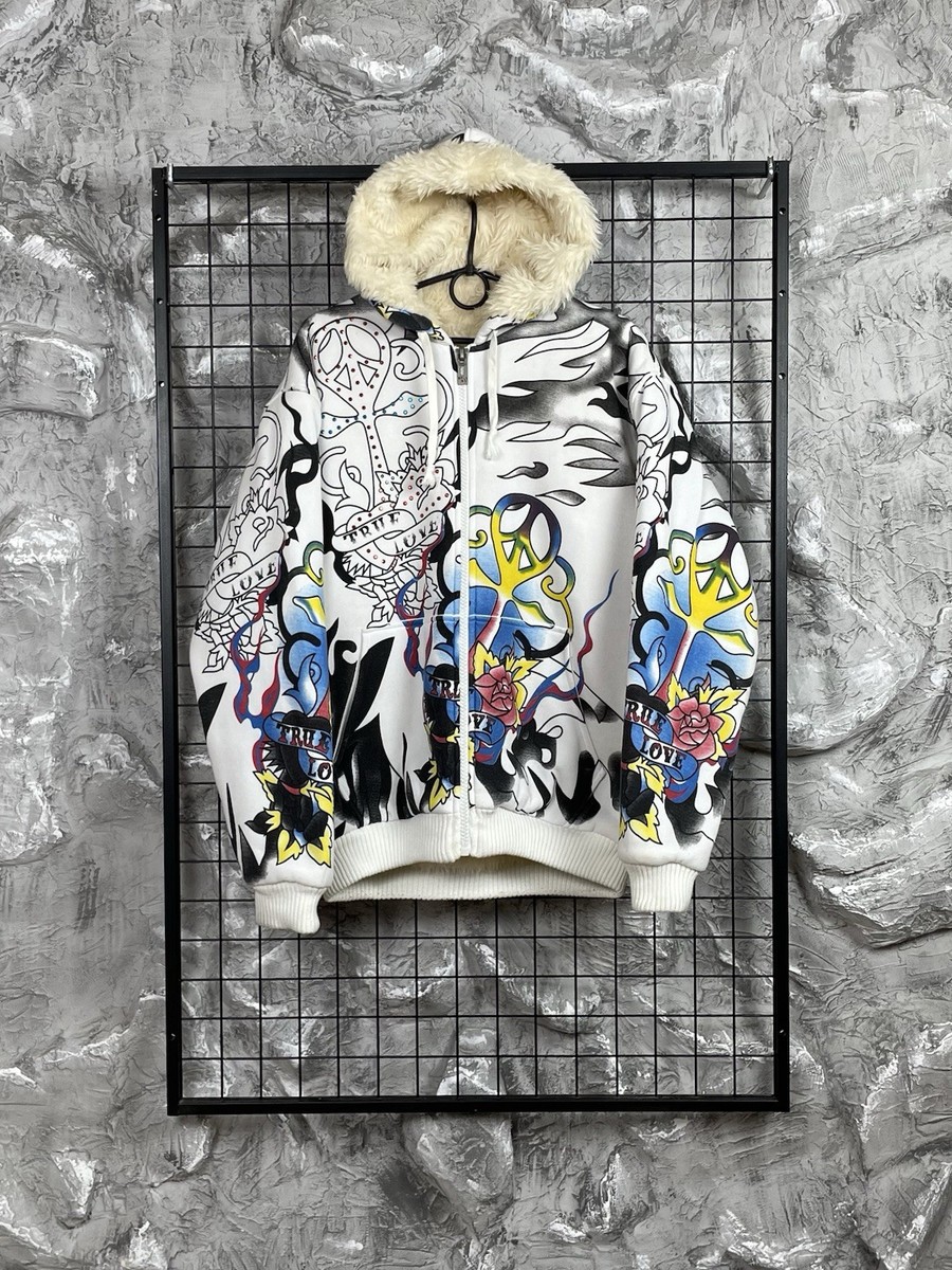 Really Point Fur Full Print Zip Jacket Size XL Japanese Affliction