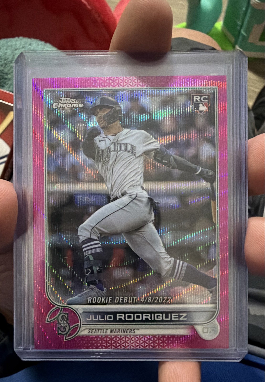 2022 Topps Chrome Update Series - Rookie Debut Julio Rodriguez #USC165 Pink Wave