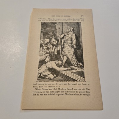 King's Servants Bow Before Haman c. 1884 Bible Engraving (198)