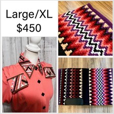 Conjunto de camisa y almohadilla Western Show rosa salmón con cremallera oculta grande/xl