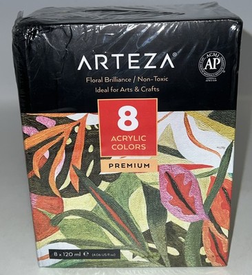 Arteza Acrylic Paint, Set of 8 Floral Brilliance Colors 4.06oz Tubes - New