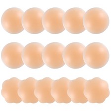 FJYQOP 8 Pairs Nipple Covers for Women, Silicone Reusable Medium, Nude