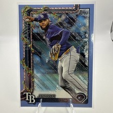 2025 Topps Holiday - Junior Caminero #H3 Holiday Light Blue & White Glitter