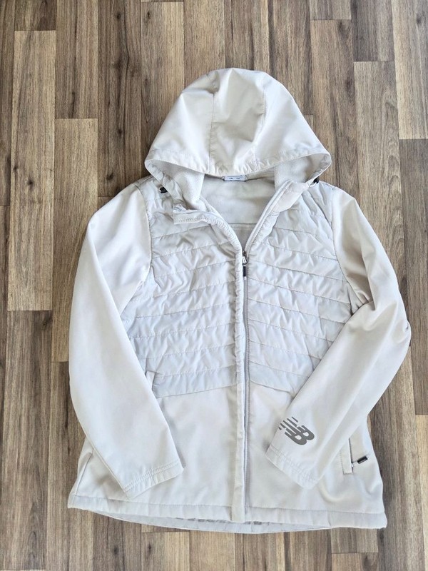 New Balance Hooded Jacket Womens L White Quilted Hybrid Softshell Gorpcore