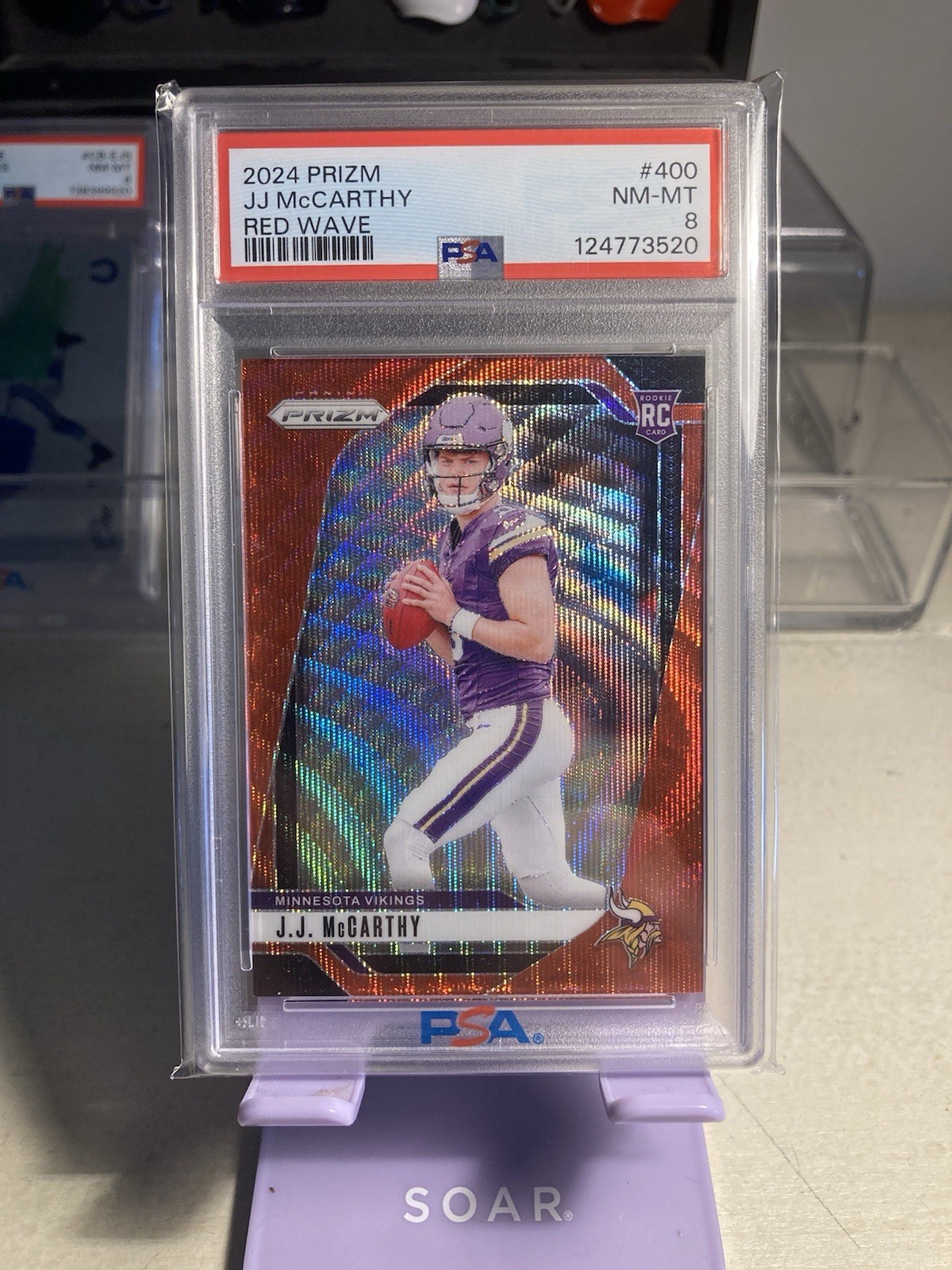 2024 Panini Prizm - Rookies J.J. McCarthy #400 Red Wave Prizm /149 (RC)