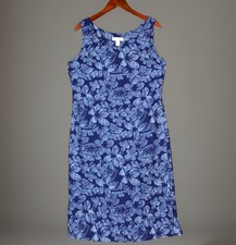 Amanda Smith Dress Womens 12 Blue Floral Sheath Tank Knee Length Workwear Summer
