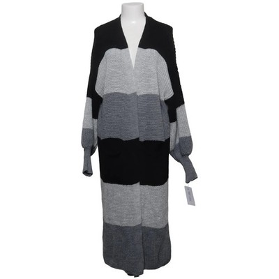 Like London, Strickjacke, Damen, Größe: M, Schwarz/Grau, Acryl, Streifen #Gnp