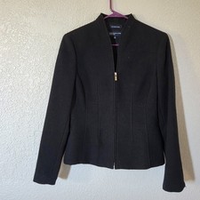 Jones New York Signature Black Zipper Front Suit Dress Jacket Size 6