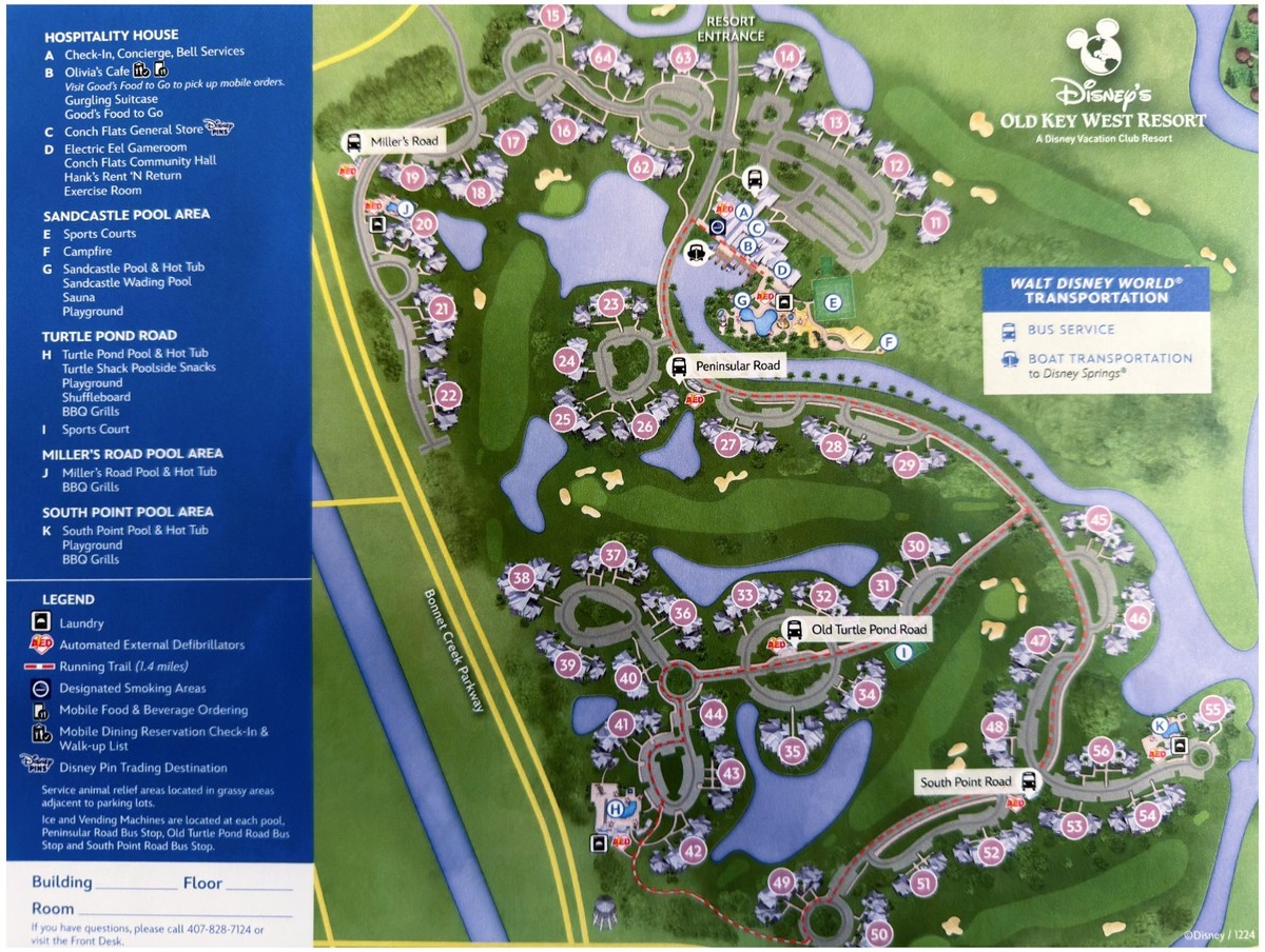 2026 Walt Disney World Old Key West Resort Map WDW - New - Free