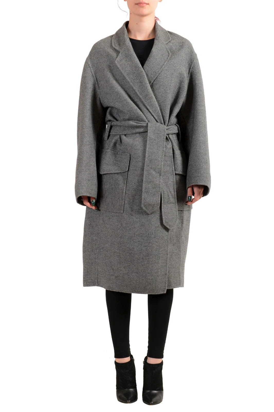 Tom Ford — Tom Ford Women's Gray Cashmere Belted Basic Coat US L IT 44