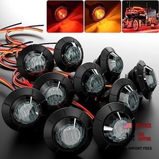 3/4" Side Marker Trailer LED Lights Red-Amber Dual Amber-Red Smoked Lens 