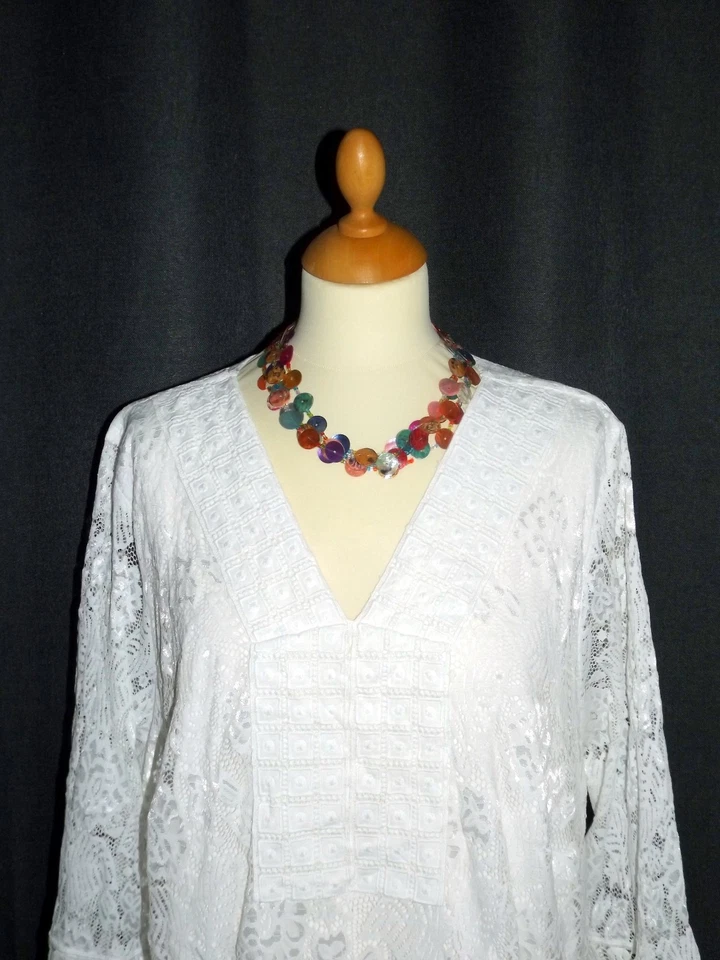 Festliche Tunika weiss, Spitze, Gr. 52  , von Mia Moda, wie neu - Bild 3 von 3