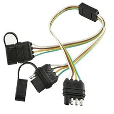 4 Pin Flat Y-Splitter Plug Adapter with 17.5 inch Trailer Extension Harness for