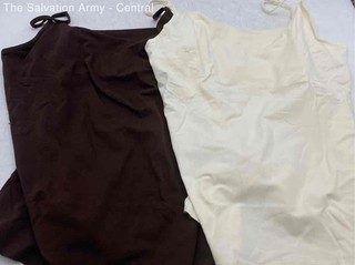 Oscar De La Renta Womens Cream Brown Camisole Tank Top Size XL Lot Of 2