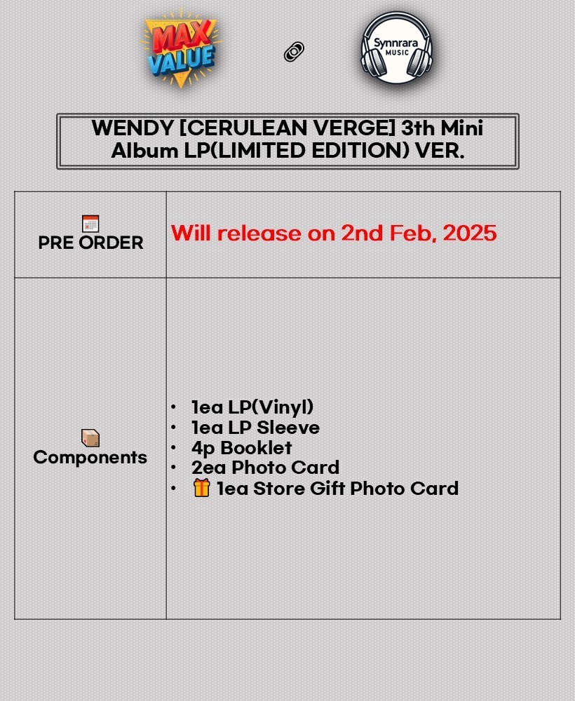 Redvelvet ウェンディ CERULEAN VERGE LP 新品 未開封 Red Velvet Wendy - 3rd Mini Album Cerulean Verge