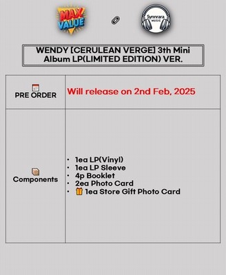 WENDY [CERULEAN VERGE] 3th Mini Album LP Ver./ Vinyl+Booklet+2