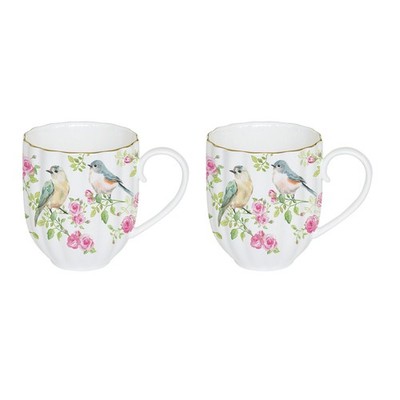 2er Set Becher SPRING TIME für 300ml weiß rosa aus Porzellan in GB Easy Life