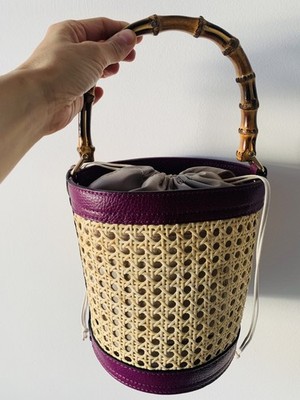 Innovazione Versilia Forte dei Marmi Stroh Bambus Bucket Bag Italy Handmade 