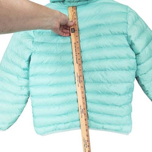 Eddie Bauer Kids Reversible Down Puffer Jacket sz L 14/16 Blue Floral Aqua Snow - Picture 6 of 16