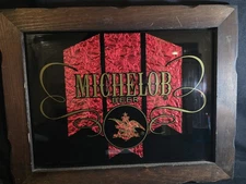 Vintage Michelob Beer Wood Framed Glass 19 x 15