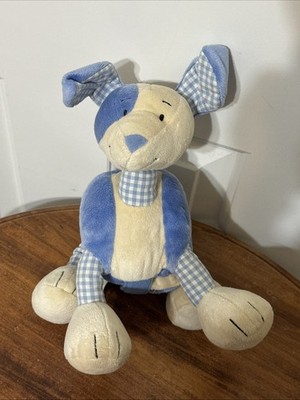 Pottery Barn Kids Blue Cream Zig Zag Puppy Dog Turns into Soft Book Plush