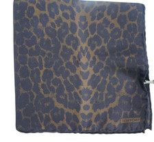 NWT TOM FORD Dark Leopard Print Silk Pocket Square Italy 15.5"