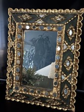 Vieux miroir en bois doré avec incrustations en mosaïque provenant d'Espagne