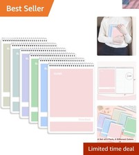 Steno Pads 6x9 6 Pack, Gregg Rule, 60 Sheets, 6 Assorted Color Spiral Noteboo...
