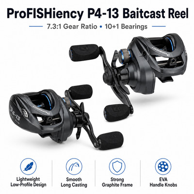 ProFISHiency 7.3:1 Baitcast Reel 10+1 Bearings Graphite Frame Smooth Casting