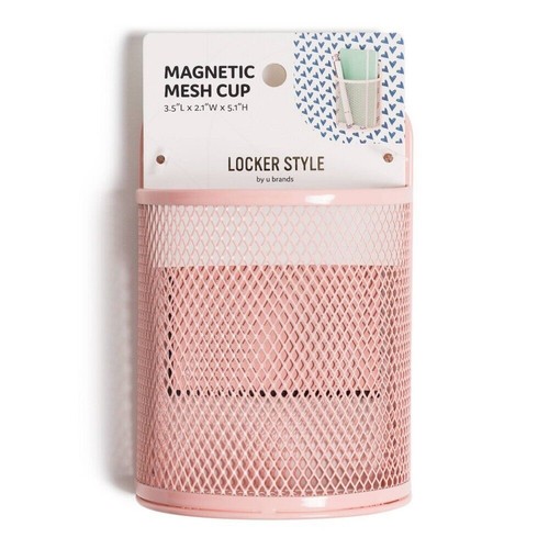 U Brand Locker Mesh Cup with Flat Bottom Sage magnet organizer, Light Pink - Picture 3 of 3
