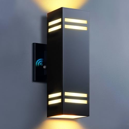  Outdoor Wall Lights Dusk to Dawn, Modern 1 Pack Black/D2D Sensor/Style 2