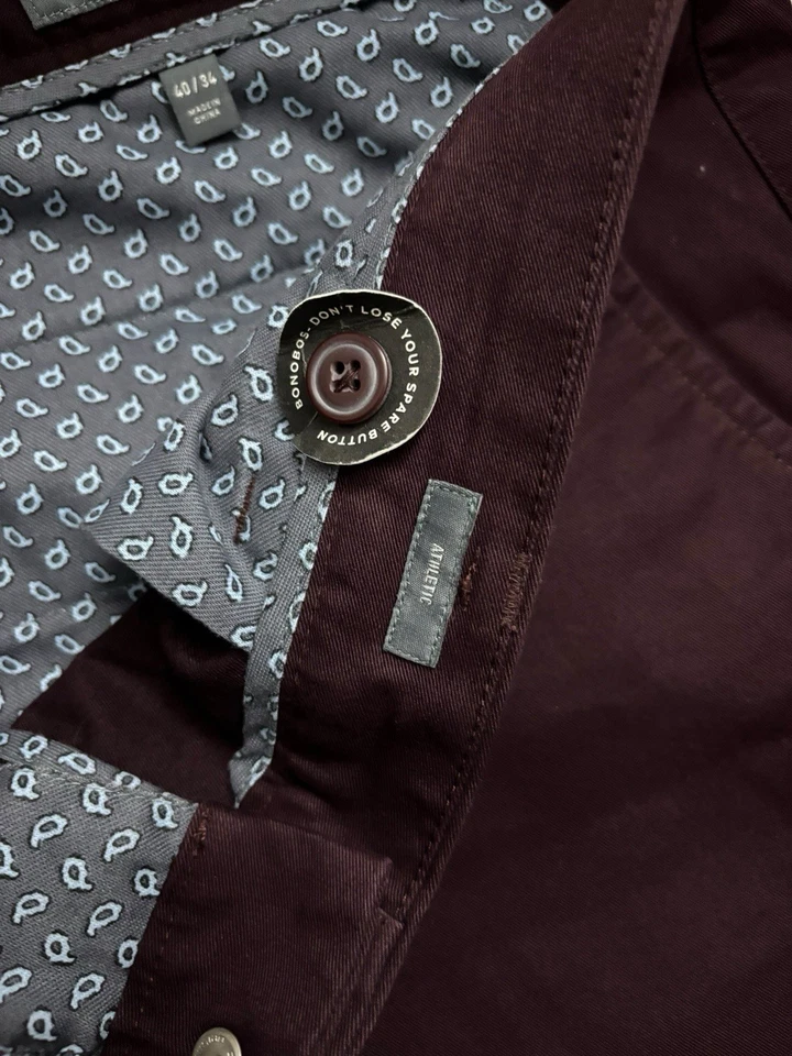 Pantalones chinos Bonobos para hombre talla 40x32 púrpura granate calce moderno atlético Foto 4 de 4