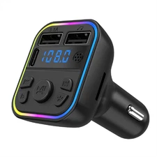 Car FM Transmitter Adapter Bluetooth 5.0 Type-C Dual USB Fast Charger Adapter