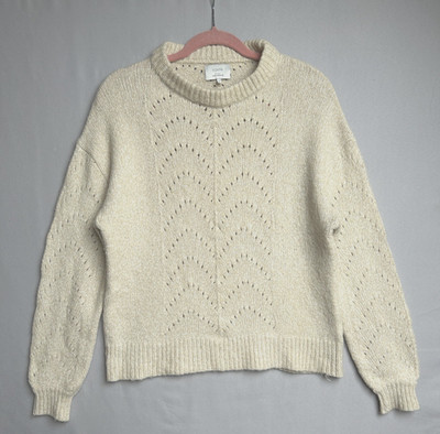NUMPH Pullover Damen Größe S Dänemark Wollmischung Beige Strick Langarm