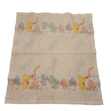Care Bears Baby Blanket Pastel Musical Parade Vintage Cannon Mills Satin Trim