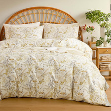 Yellow Floral Duvet Cover Queen Size 100 Cotton Cottagecore Bedding Set 3 Piece