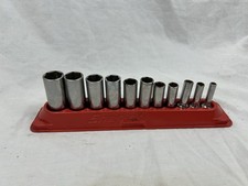 Snap On 11 Pc 38 Flank Dr 6 Pt Sae Deep Socket Set W Magnetic Tray 211sfsy