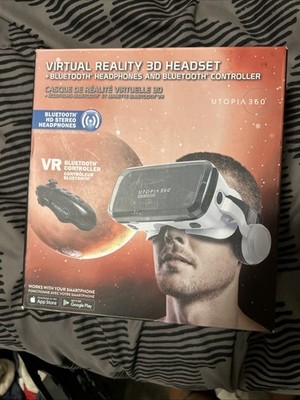 UTOPIA 360 VIRTUAL REALITY 3D VR HEADSET W BLUETOOTH CONTROLLER